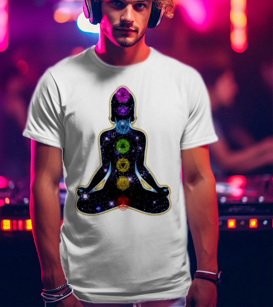 Rainbow Chakras Galaxy Meditation Christmas T-Shirt