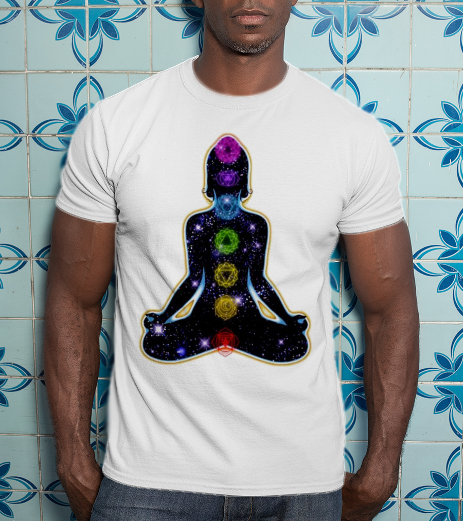 Rainbow Chakras Galaxy Meditation Christmas T-Shirt