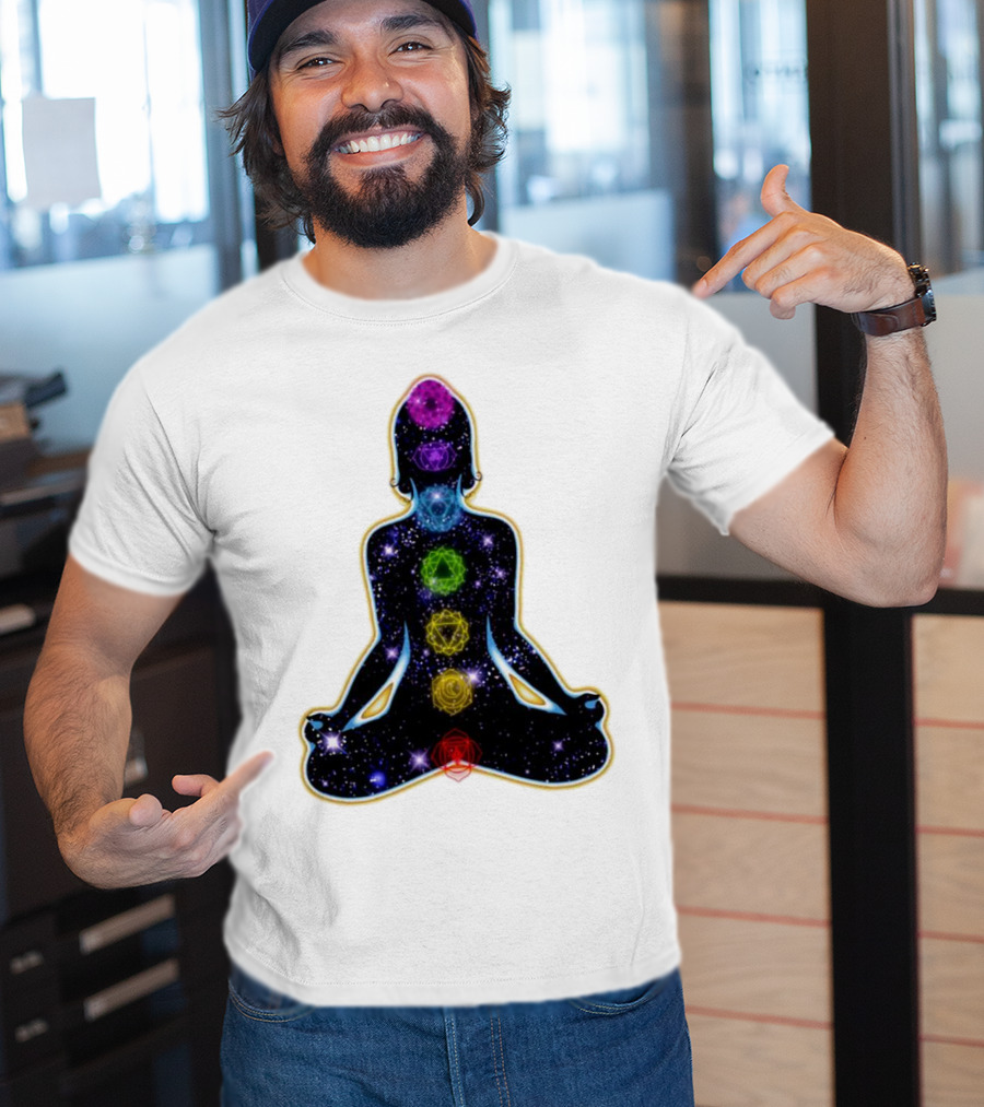 Rainbow Chakras Galaxy Meditation Christmas T-Shirt