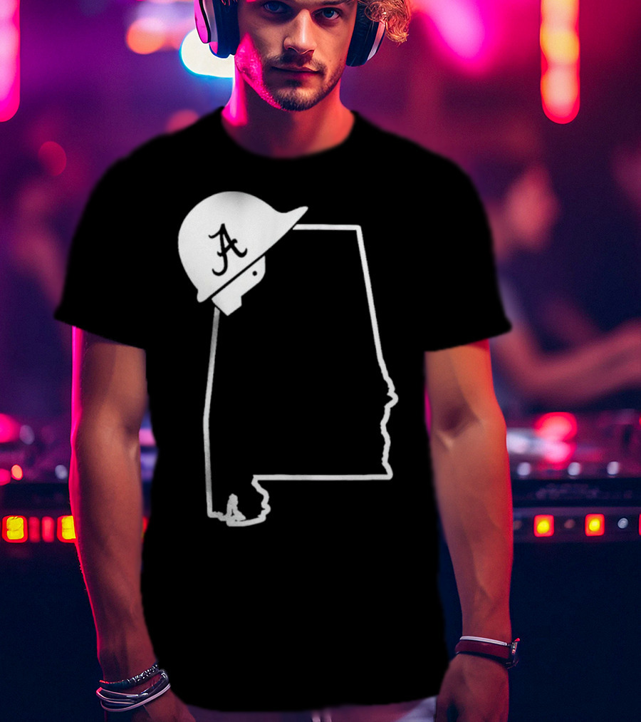 Alabama State Outline With A Logo Helmet Design New T-Shirt