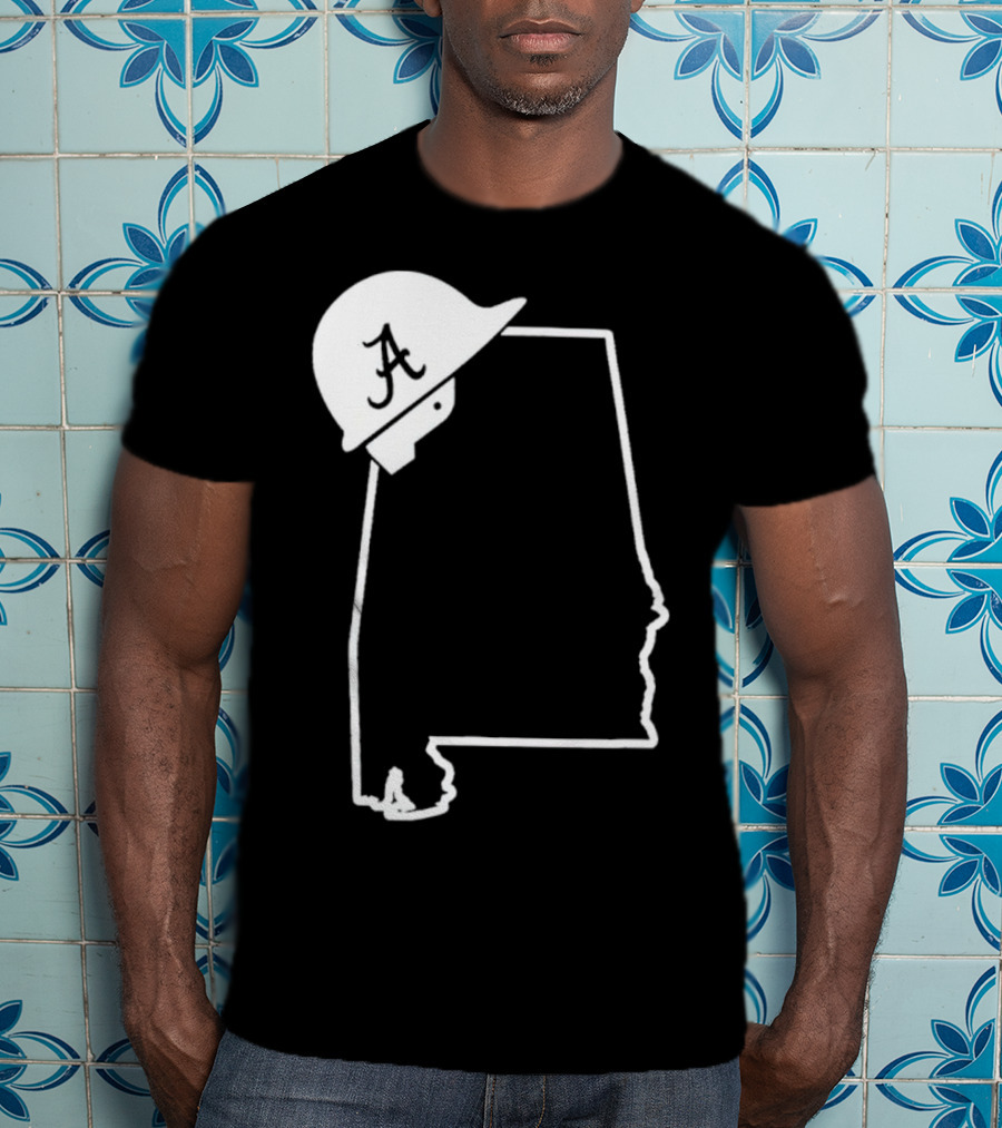 Alabama State Outline With A Logo Helmet Design New T-Shirt