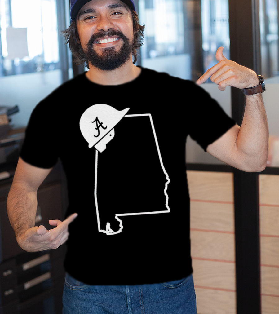 Alabama State Outline With A Logo Helmet Design New T-Shirt