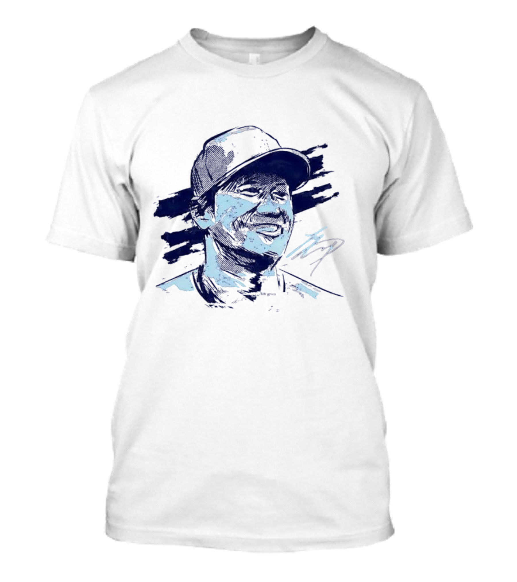 Shohei Ohtani Sketch Portrait Blue Brushstroke T-Shirt