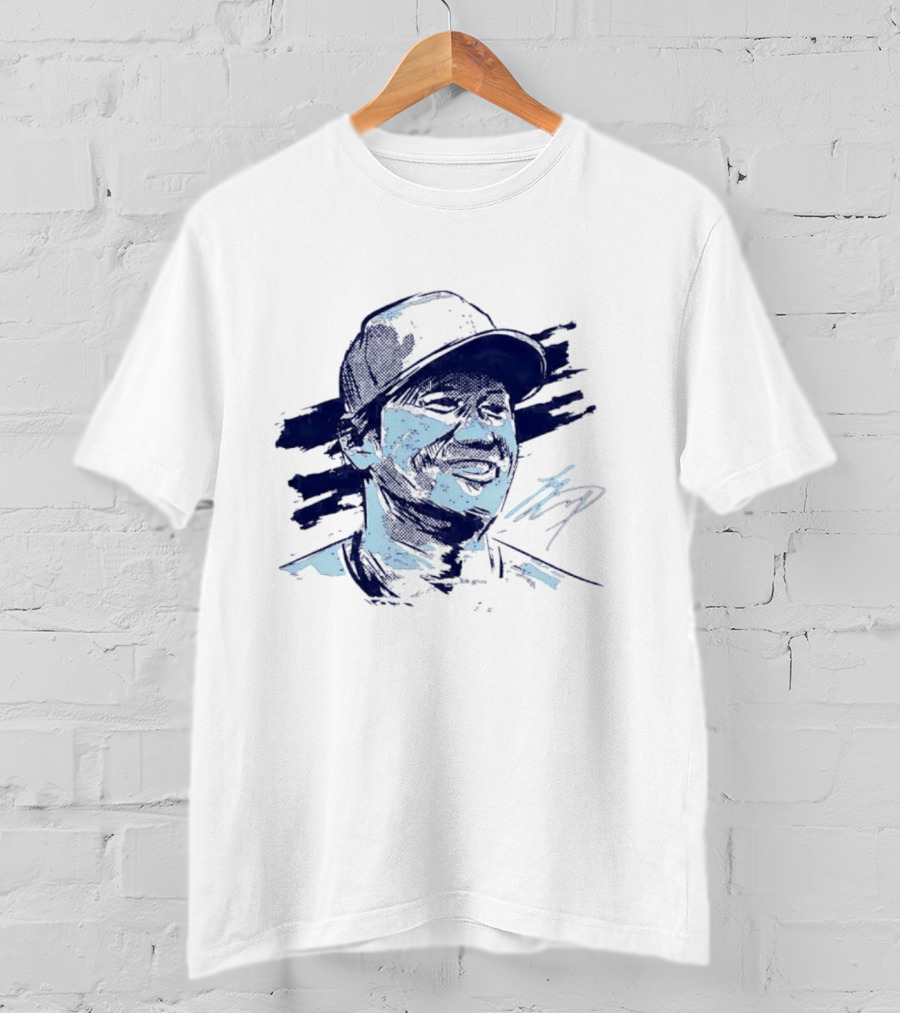 Shohei Ohtani Sketch Portrait Blue Brushstroke T-Shirt