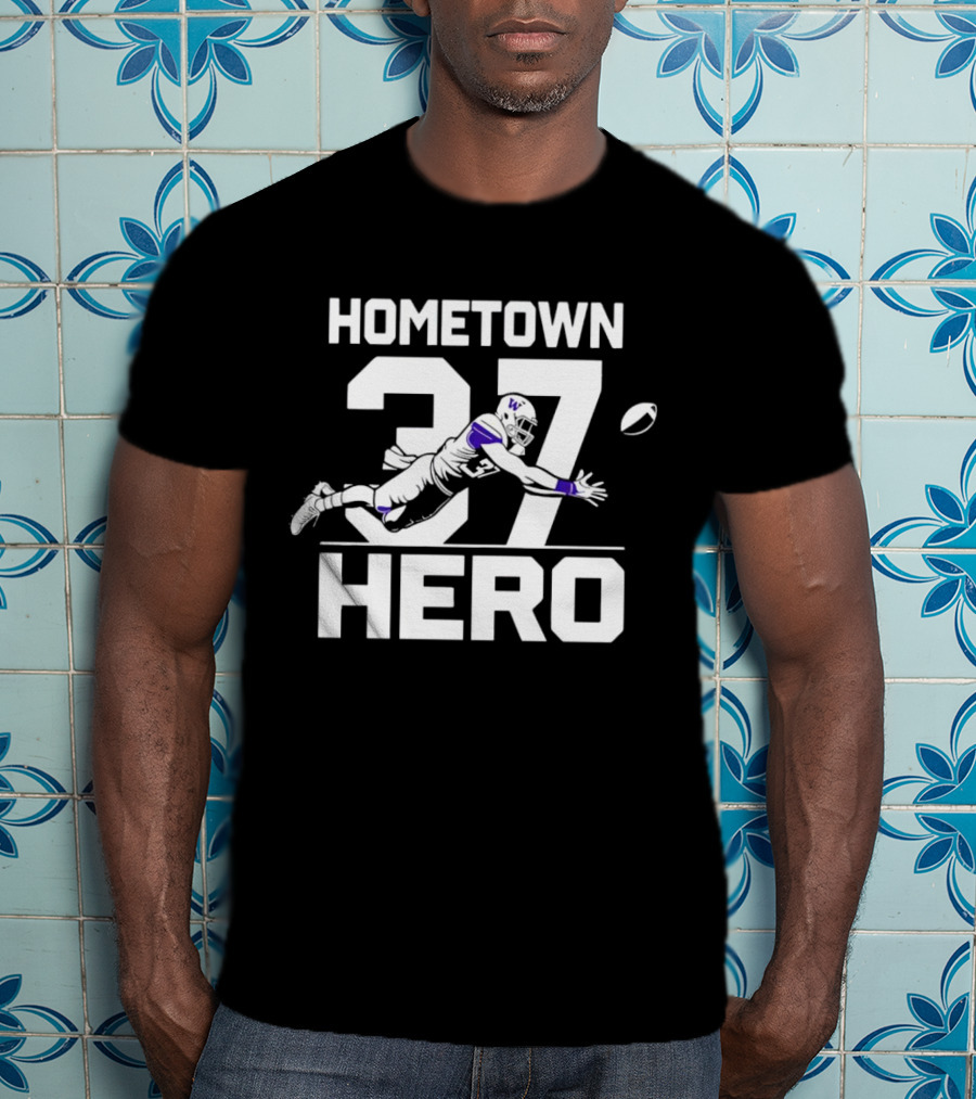 Washington Huskies Hometown Hero 37 Football Icon Jack Westover T-Shirt