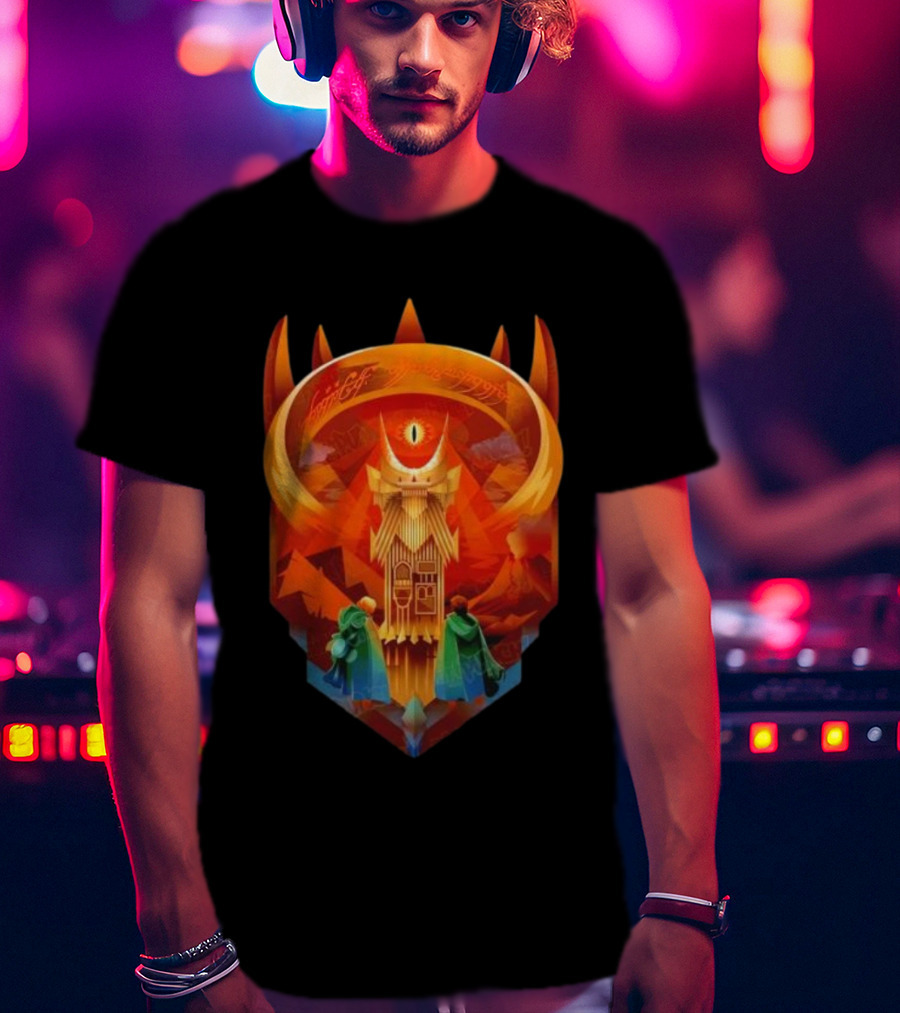 The Dark Fortress Of Mordor - Art Deco Eye Of Sauron Adventure T-Shirt