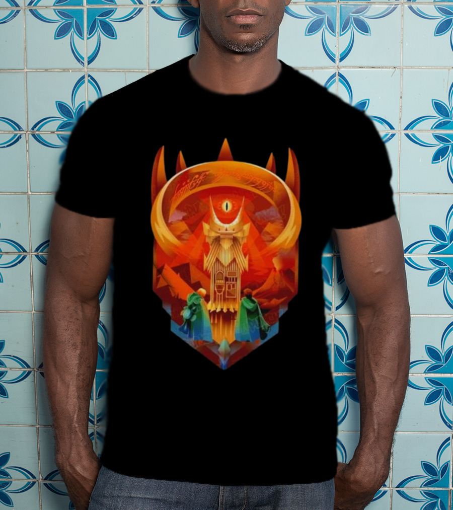 The Dark Fortress Of Mordor - Art Deco Eye Of Sauron Adventure T-Shirt