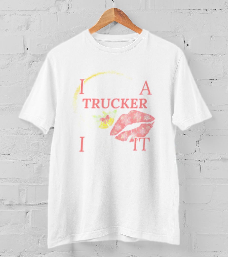 I Kissed A Trucker And I Liked It Christmas Snowflakes Holly Lips T-Shirt