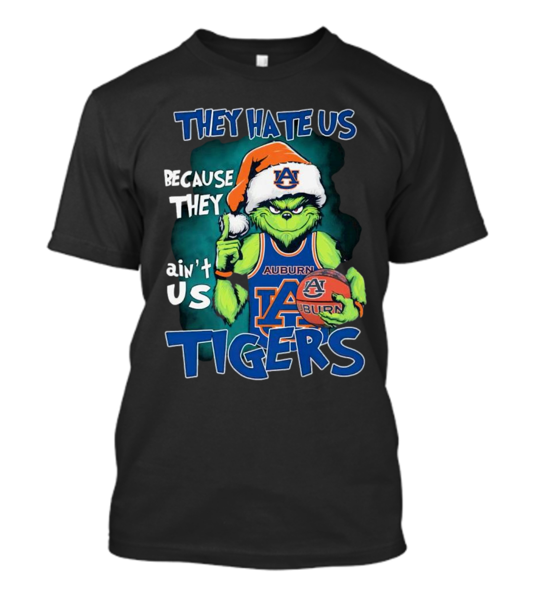 Auburn Tigers Grinch They Hate Us Because They Ain’t Us Santa Hat Basketball T-Shirt