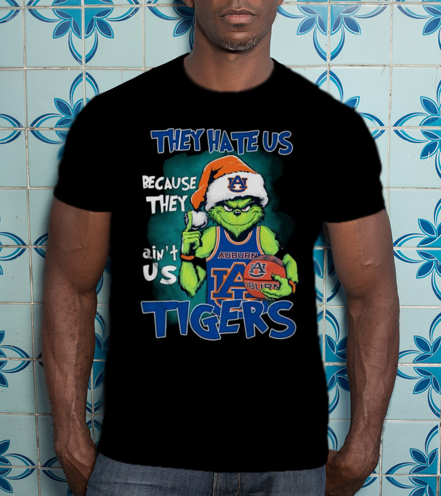 Auburn Tigers Grinch They Hate Us Because They Ain’t Us Santa Hat Basketball T-Shirt