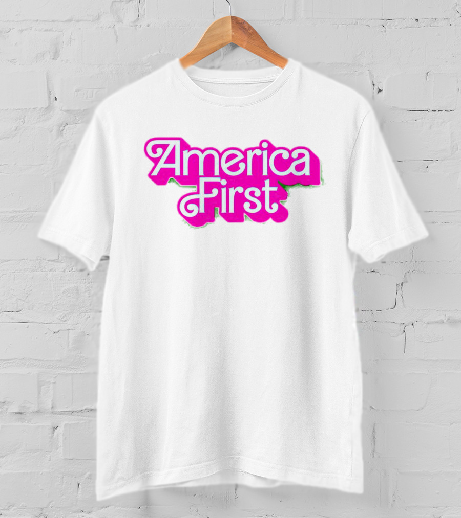 America First Barbie Style Pink Font T-Shirt