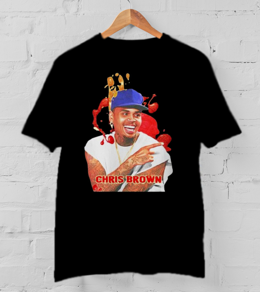 CHRIS BROWN Essential Red Splash Art Happy Pose T-Shirt
