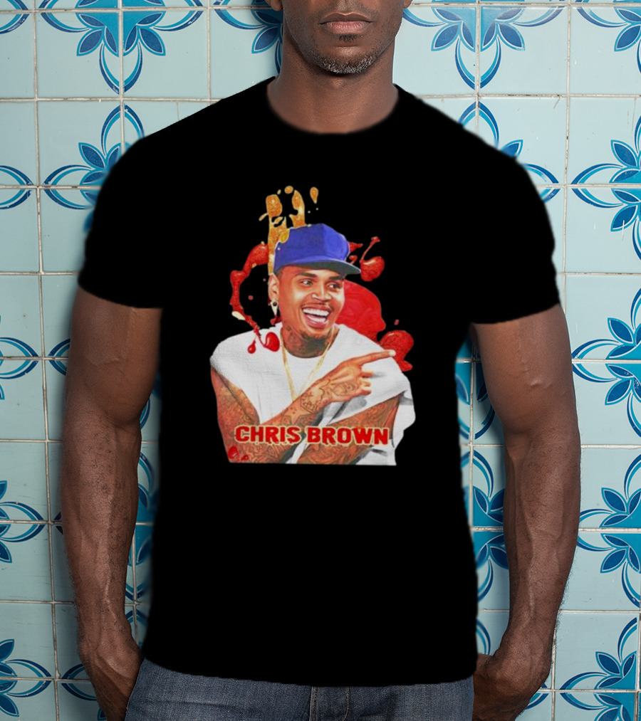 CHRIS BROWN Essential Red Splash Art Happy Pose T-Shirt