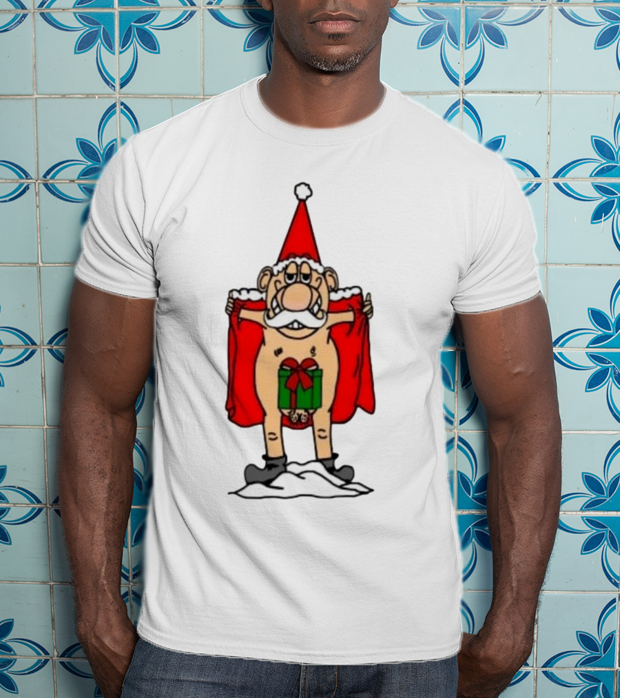 Christmas Santa Gnome With Naughty Gift And Hat T-Shirt