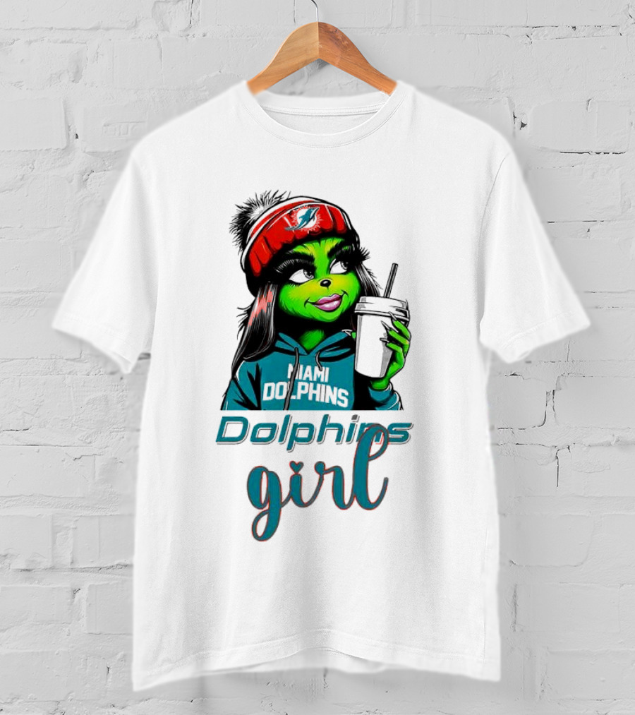 Miami Dolphins Grinch Drink Girl T-Shirt