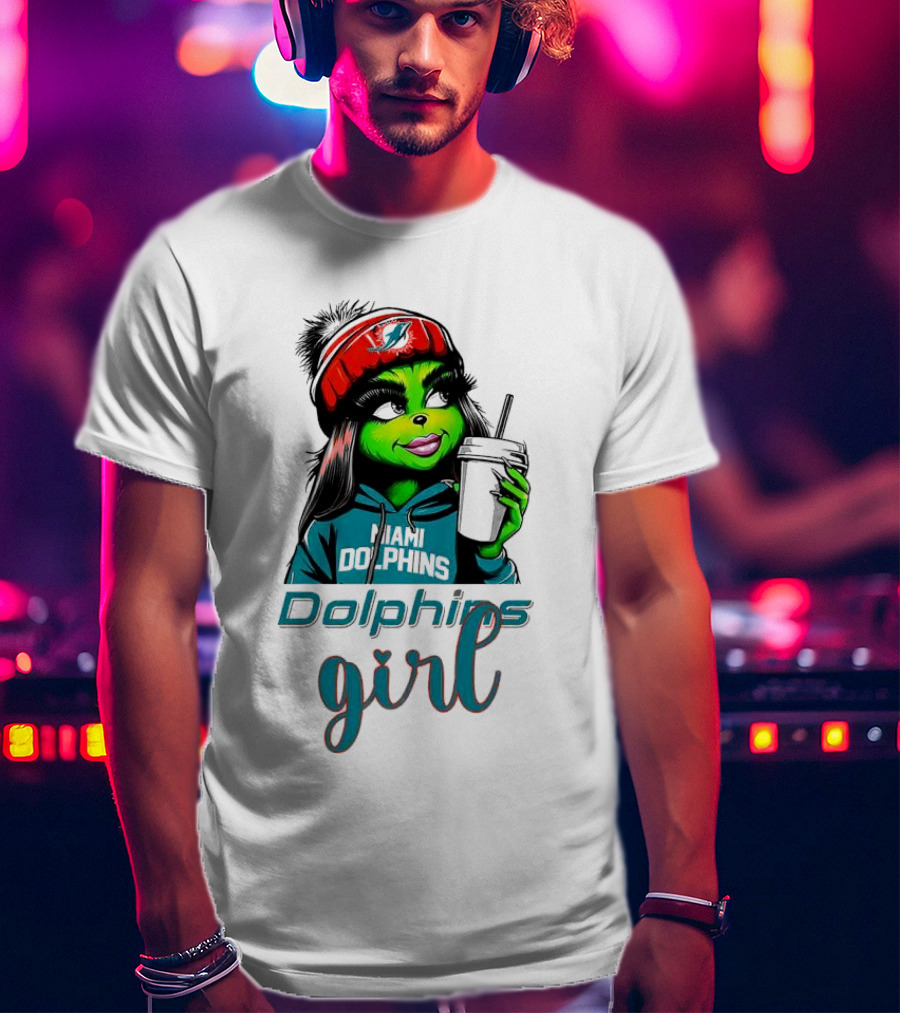 Miami Dolphins Grinch Drink Girl T-Shirt