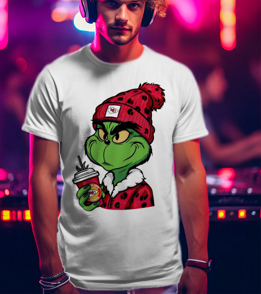 Grinch Kansas City Chiefs Leopard Print Coffee Cup T-Shirt