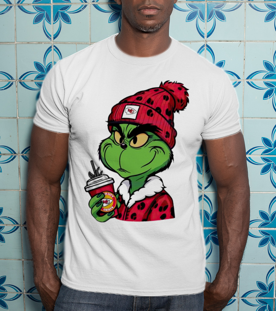 Grinch Kansas City Chiefs Leopard Print Coffee Cup T-Shirt