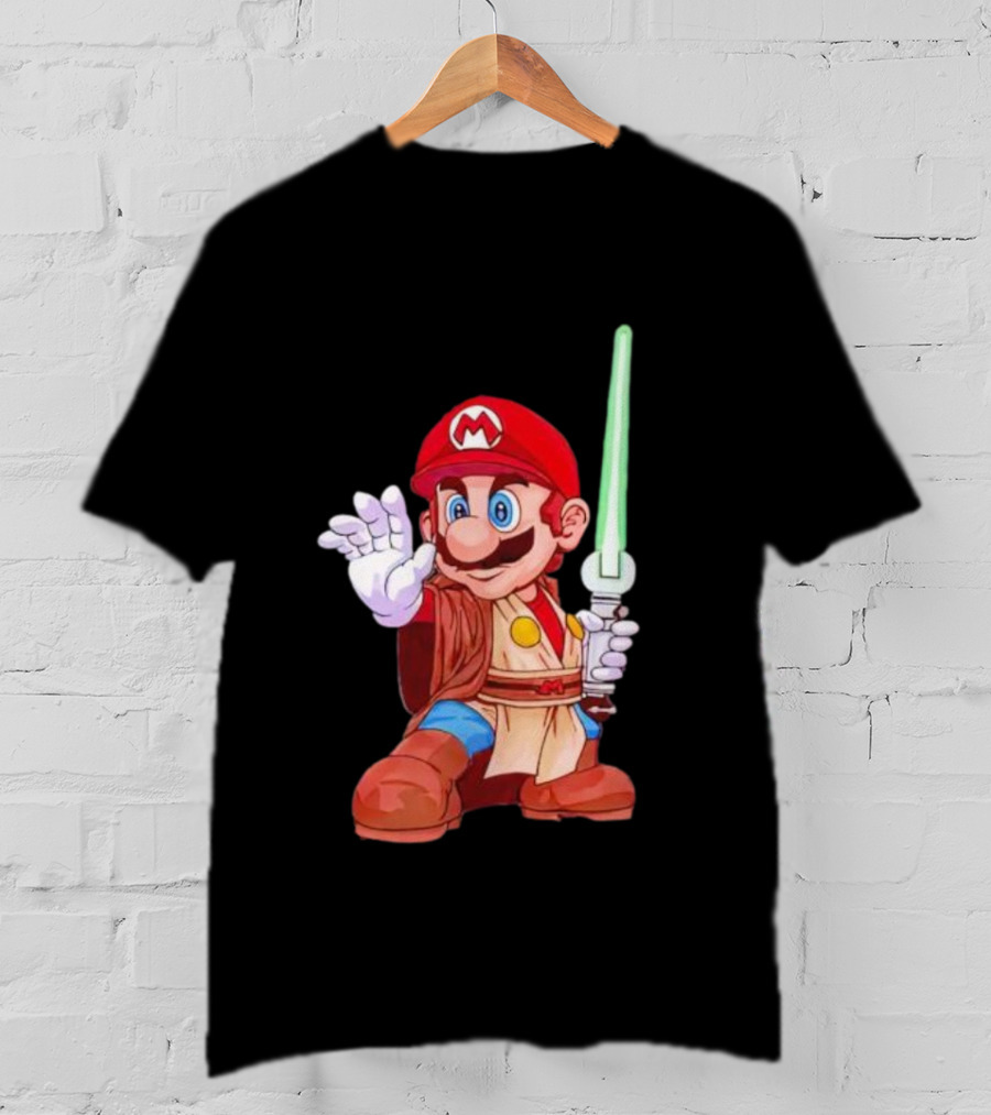 Mario Jedi Star Wars Crossover With Lightsaber T-Shirt