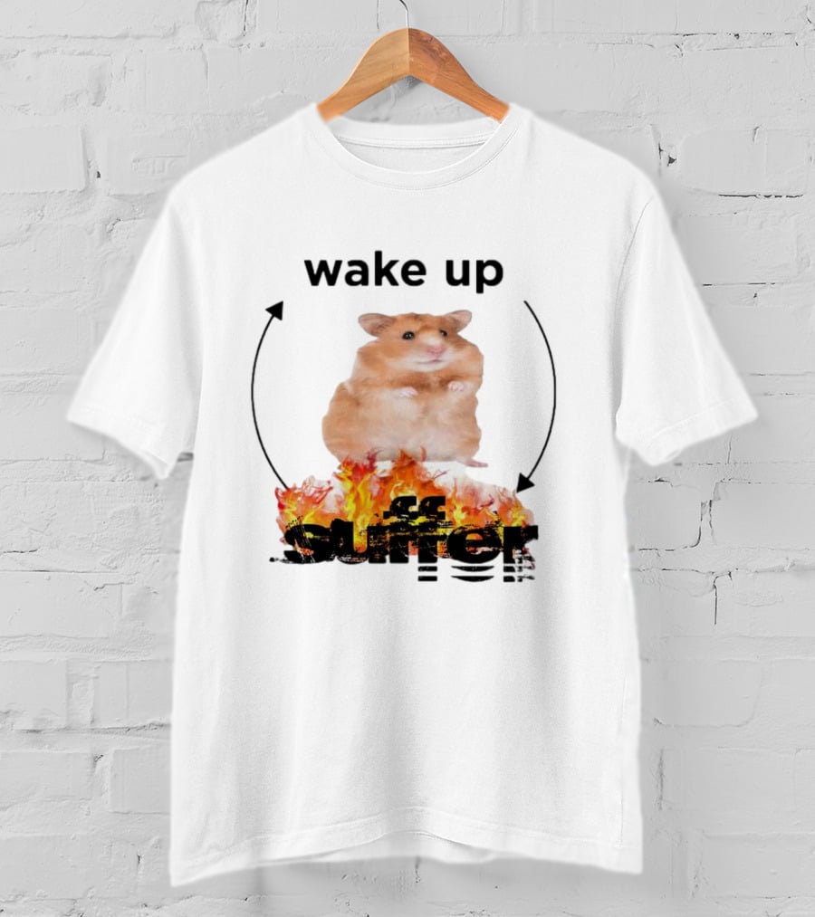 Wake Up Suffer Mouse Fire Cycle Humor T-Shirt