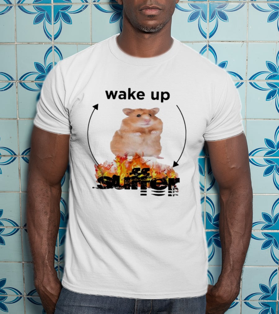 Wake Up Suffer Mouse Fire Cycle Humor T-Shirt