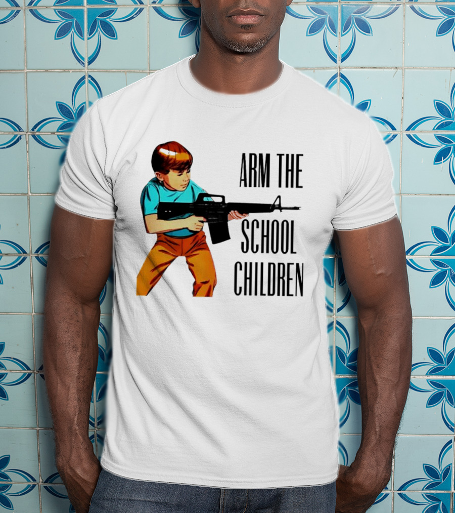 Arm The School Children Vintage Style Boy With Rifle T-Shirt