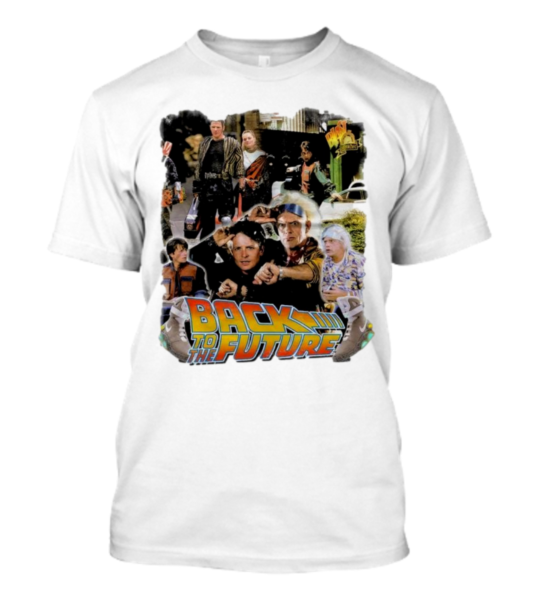 Back To The Future Movie Collage Iconic Characters And Scenes T-Shirt