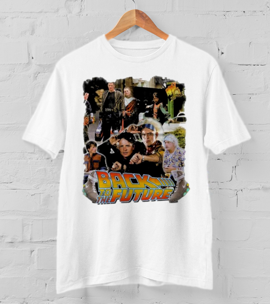 Back To The Future Movie Collage Iconic Characters And Scenes T-Shirt