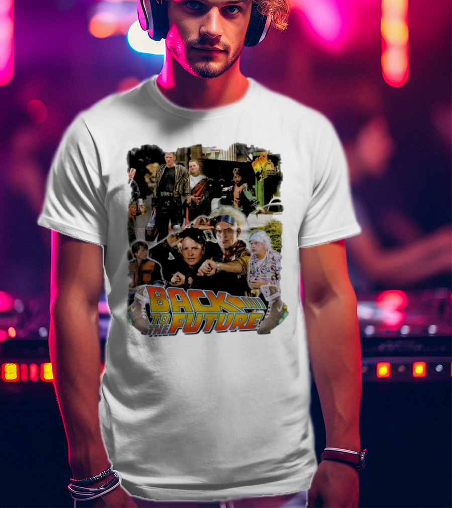 Back To The Future Movie Collage Iconic Characters And Scenes T-Shirt