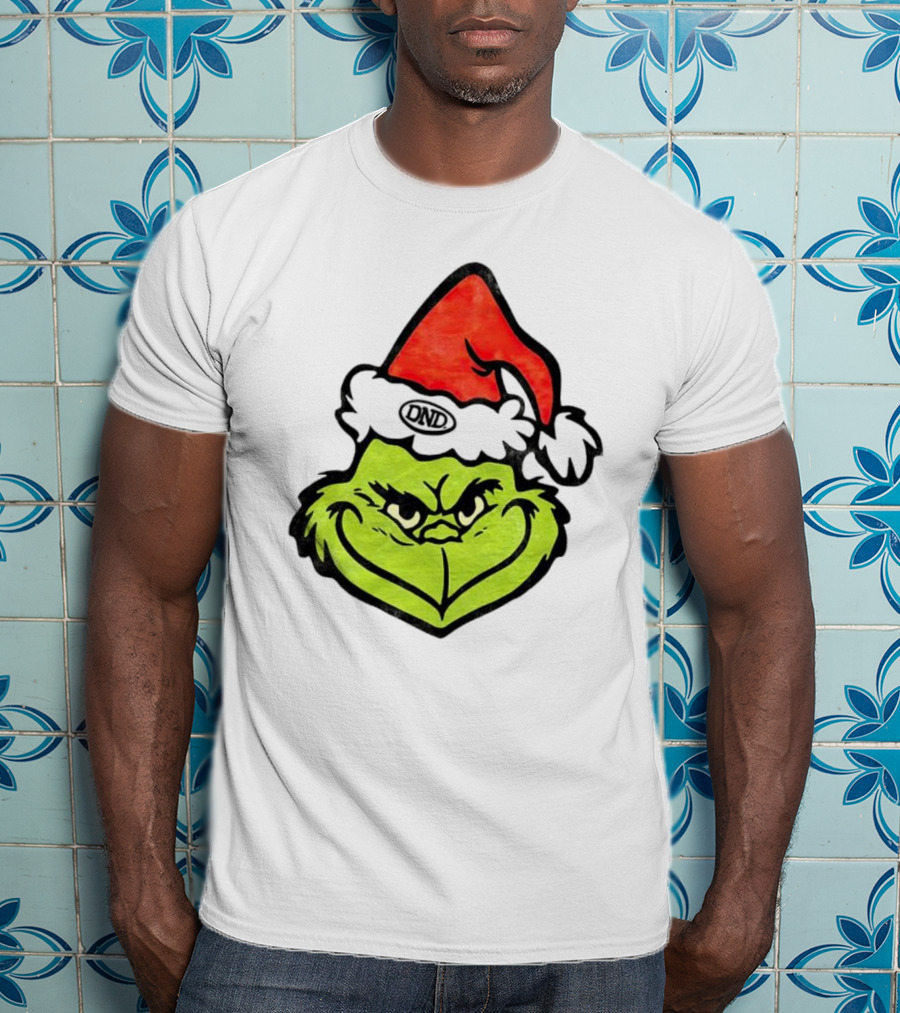 Grinch Christmas DND Santa Hat Image T-Shirt