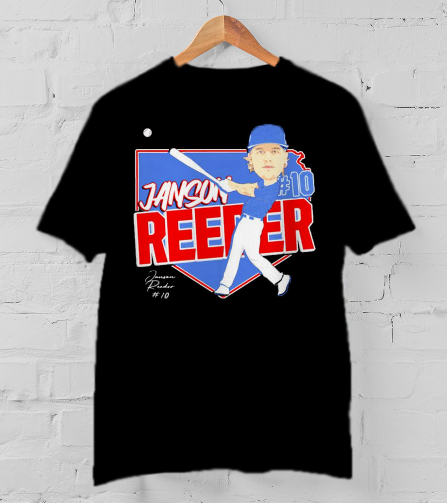 Janson Reeder #10 Baseball Cartoon Map Signature T-Shirt