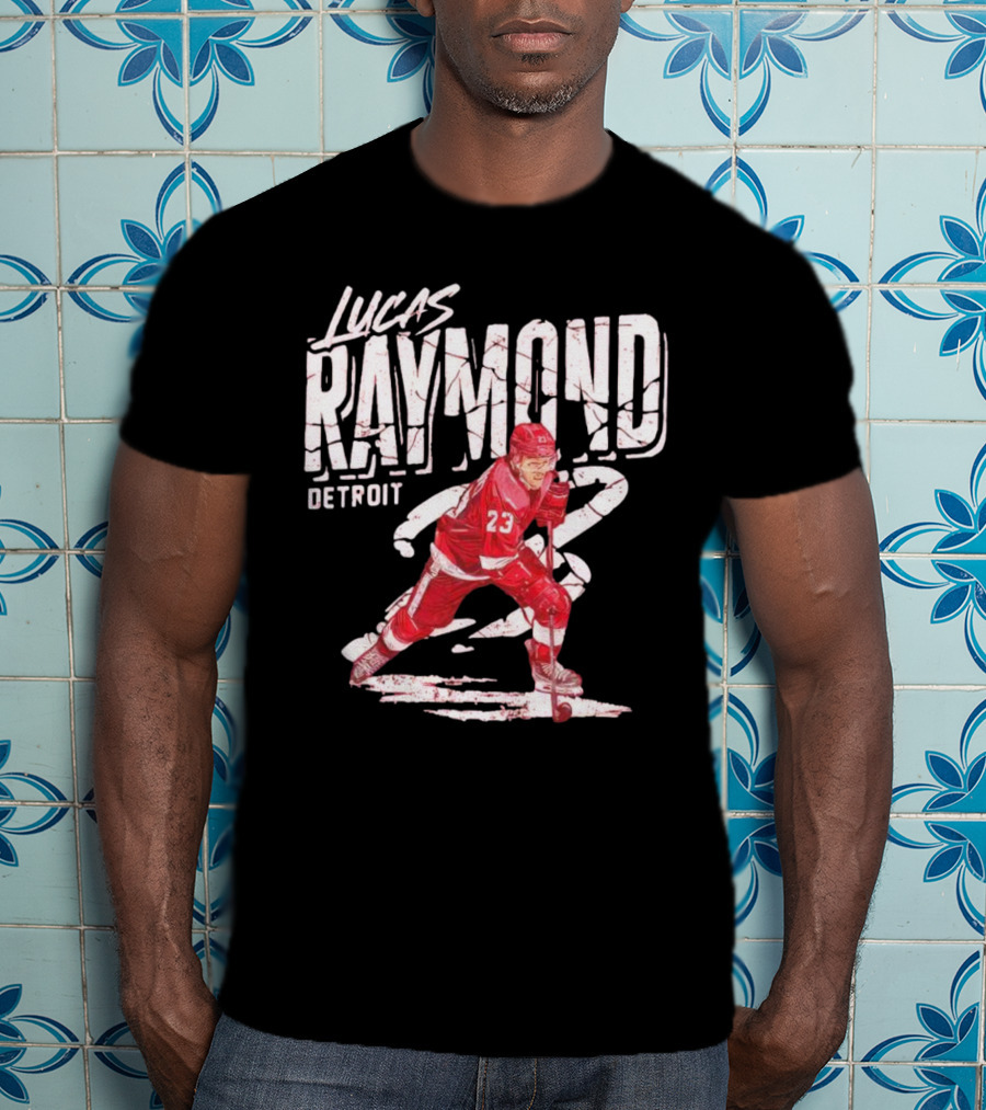 Lucas Raymond Detroit Hockey Player 23 Dynamic Action T-Shirt