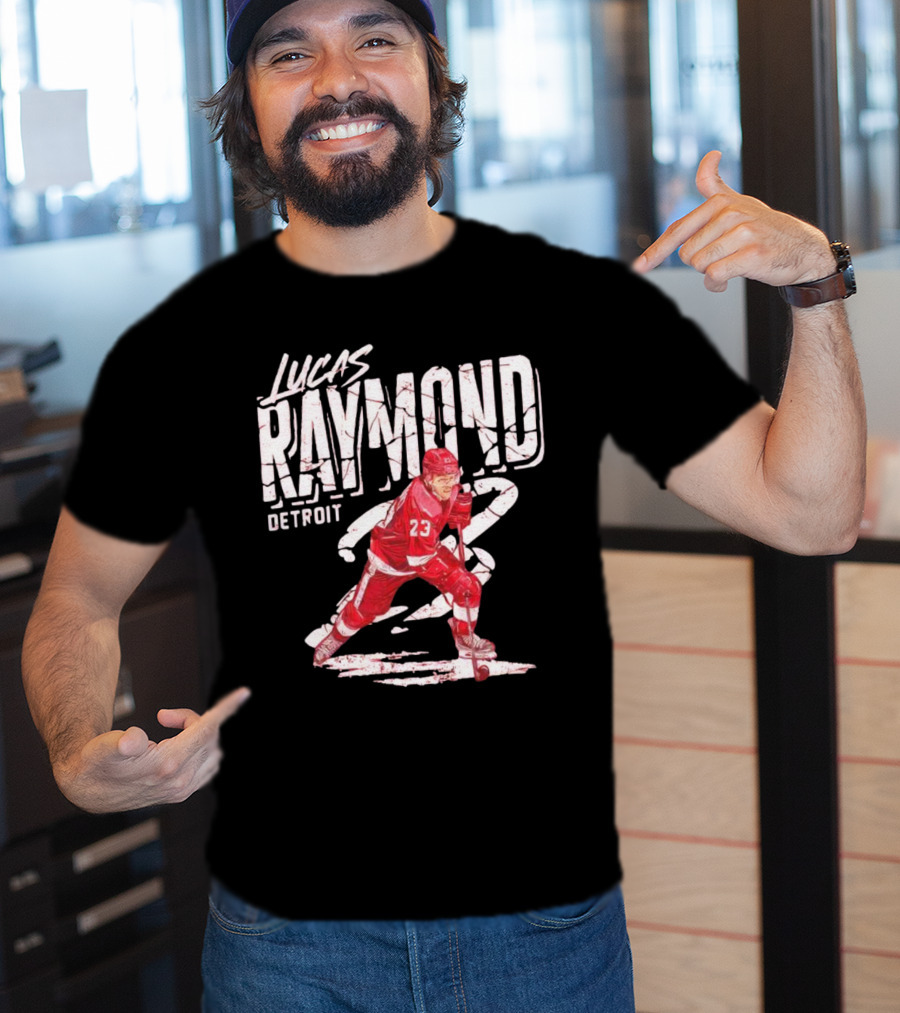 Lucas Raymond Detroit Hockey Player 23 Dynamic Action T-Shirt