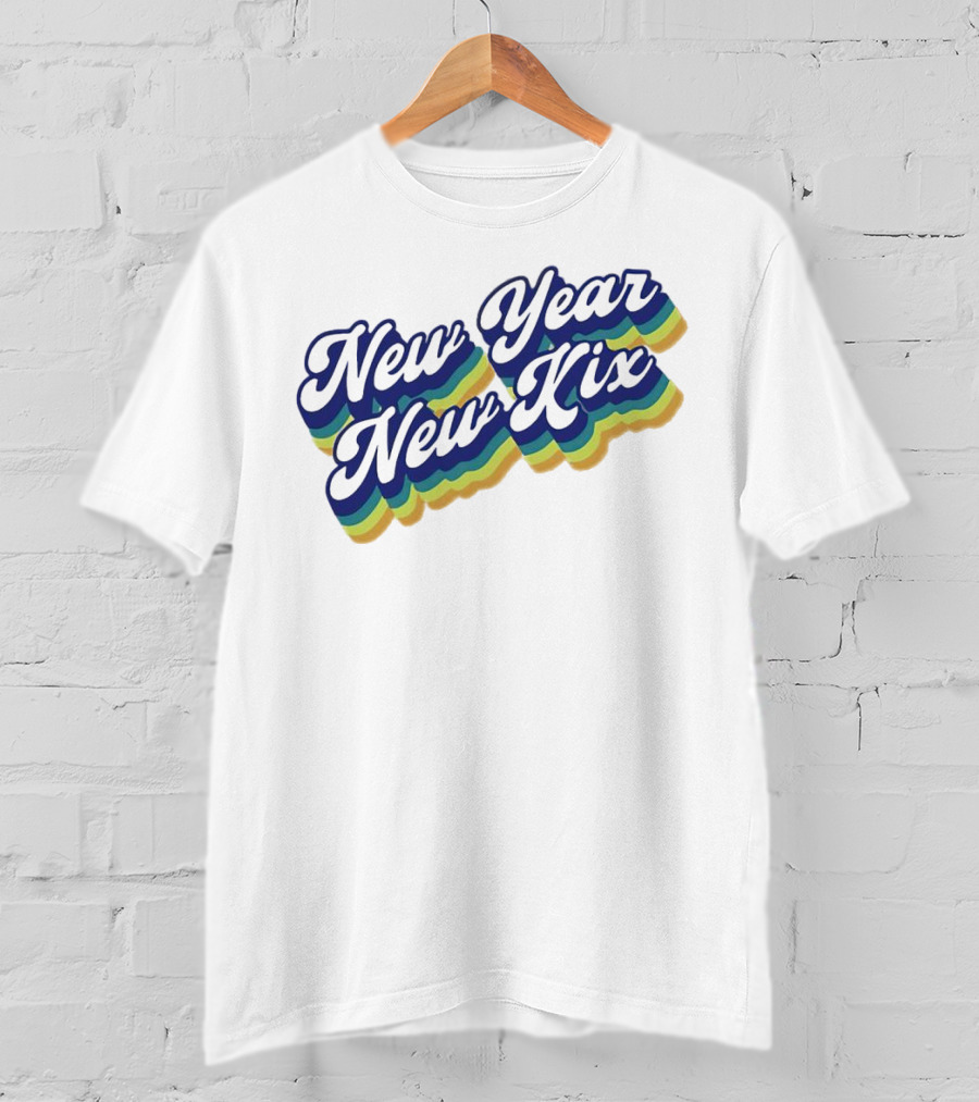 New Year New Kix Retro Colorful Script T-Shirt
