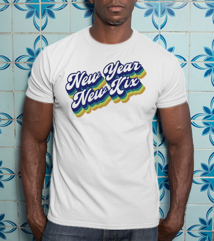 New Year New Kix Retro Colorful Script T-Shirt
