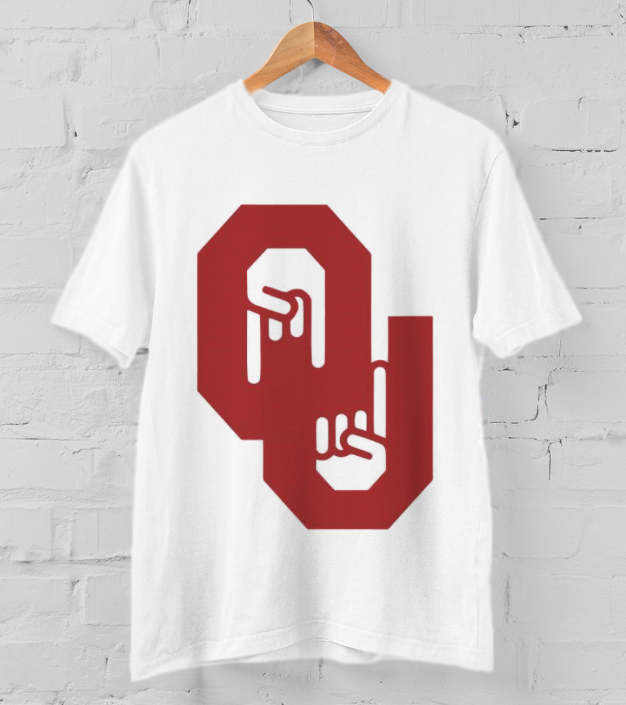 Oklahoma Sooners Logo With Horns Down Hand Gesture T-Shirt