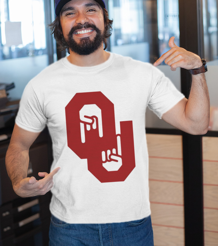 Oklahoma Sooners Logo With Horns Down Hand Gesture T-Shirt