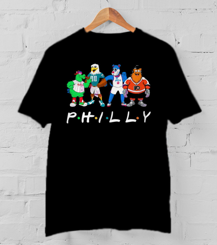 PHILLY Sports Mascots Phillies Eagles 76ers Flyers T-Shirt