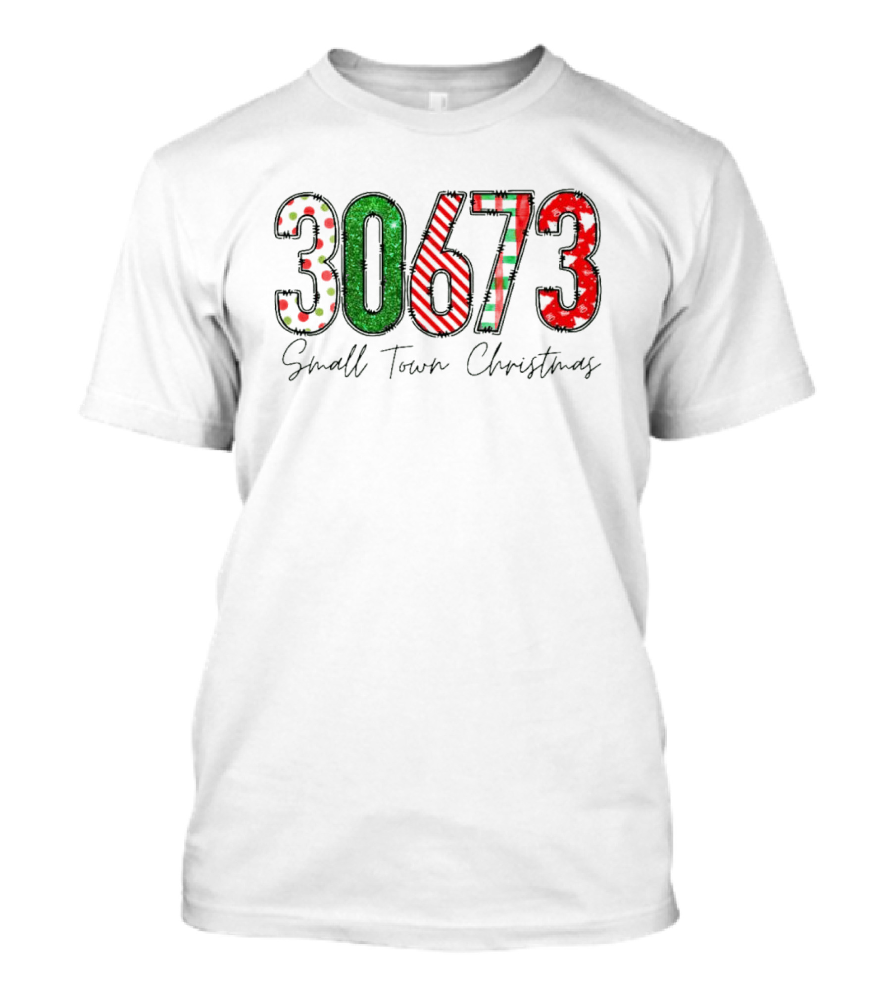 30673 Small Town Christmas Festive Numbers T-Shirt