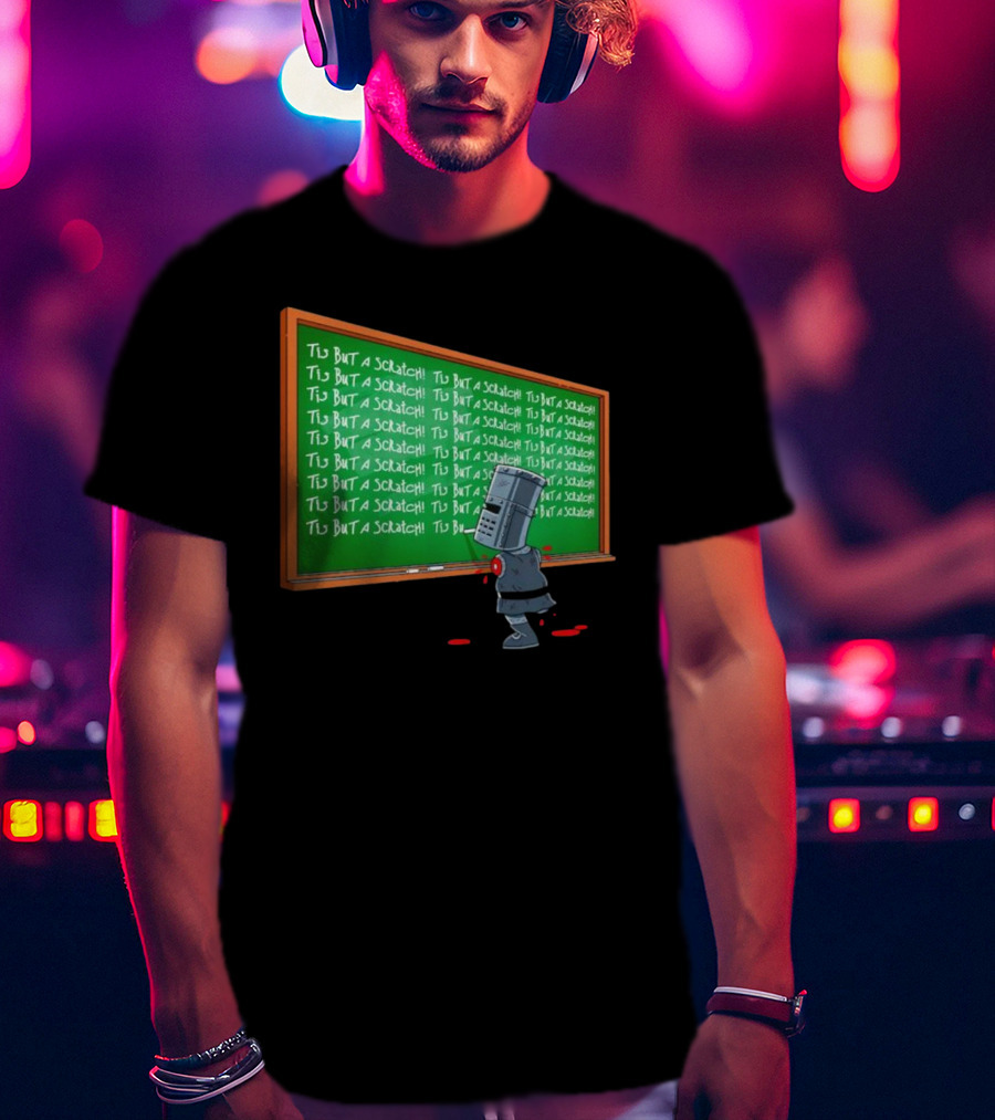 Tis But A Scratch Detention Blackboard Scribbles T-Shirt