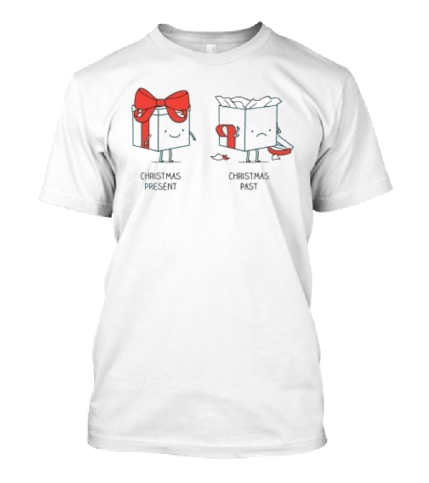 Christmas Present Christmas Past Box Characters With Bows And Expressions T-Shirt