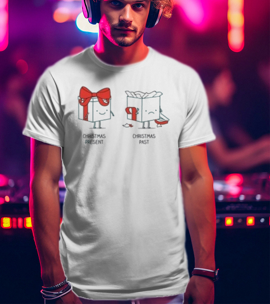 Christmas Present Christmas Past Box Characters With Bows And Expressions T-Shirt