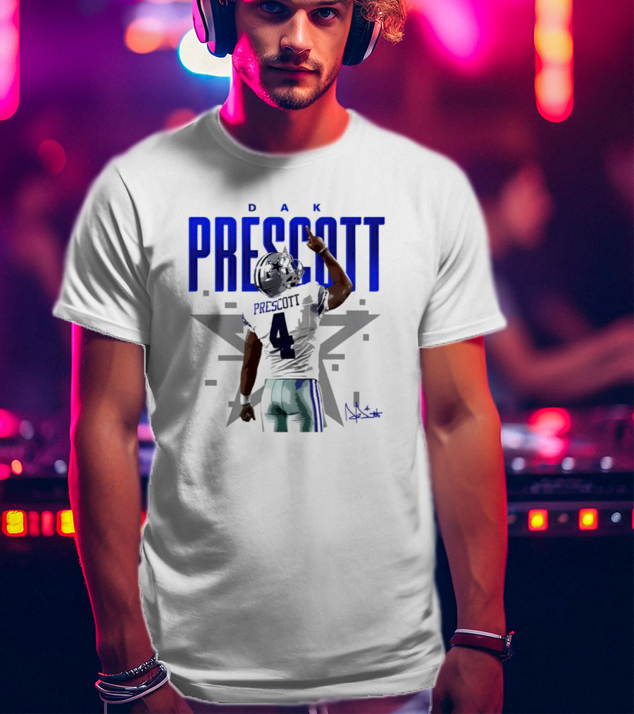 Dak Prescott Dallas Cowboys Number 4 Signature Star T-Shirt