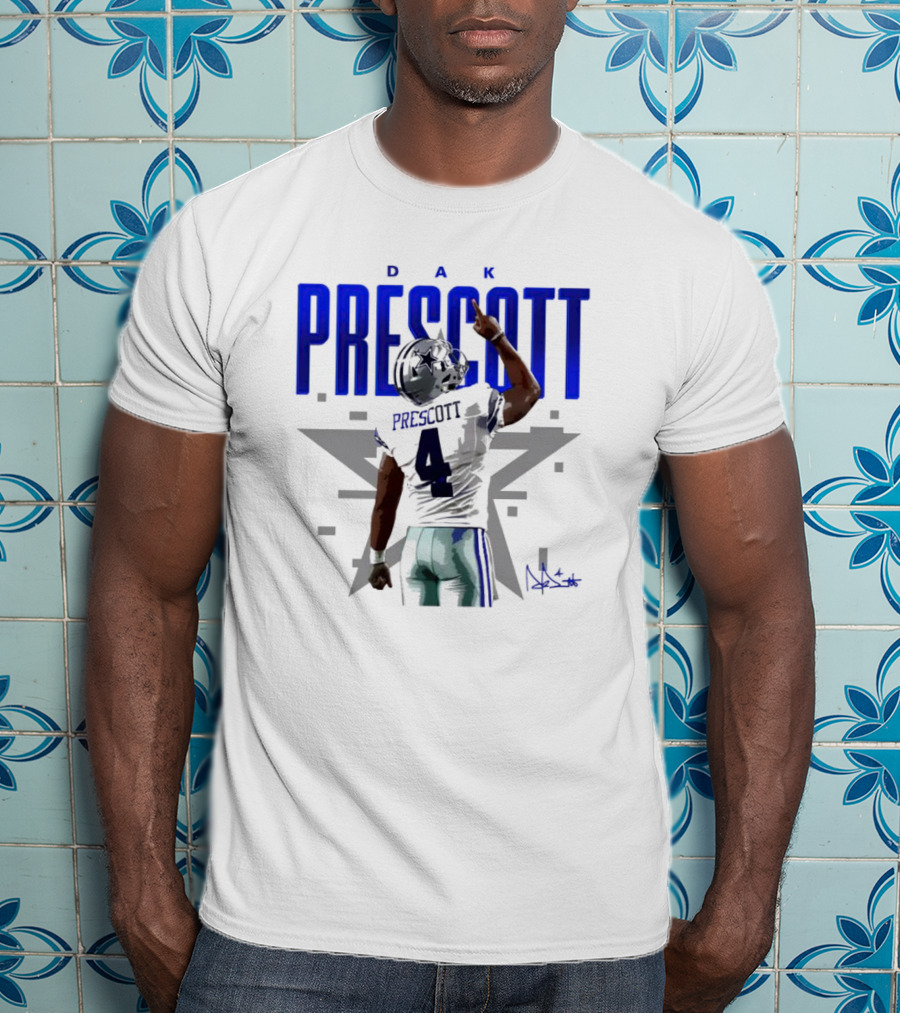 Dak Prescott Dallas Cowboys Number 4 Signature Star T-Shirt