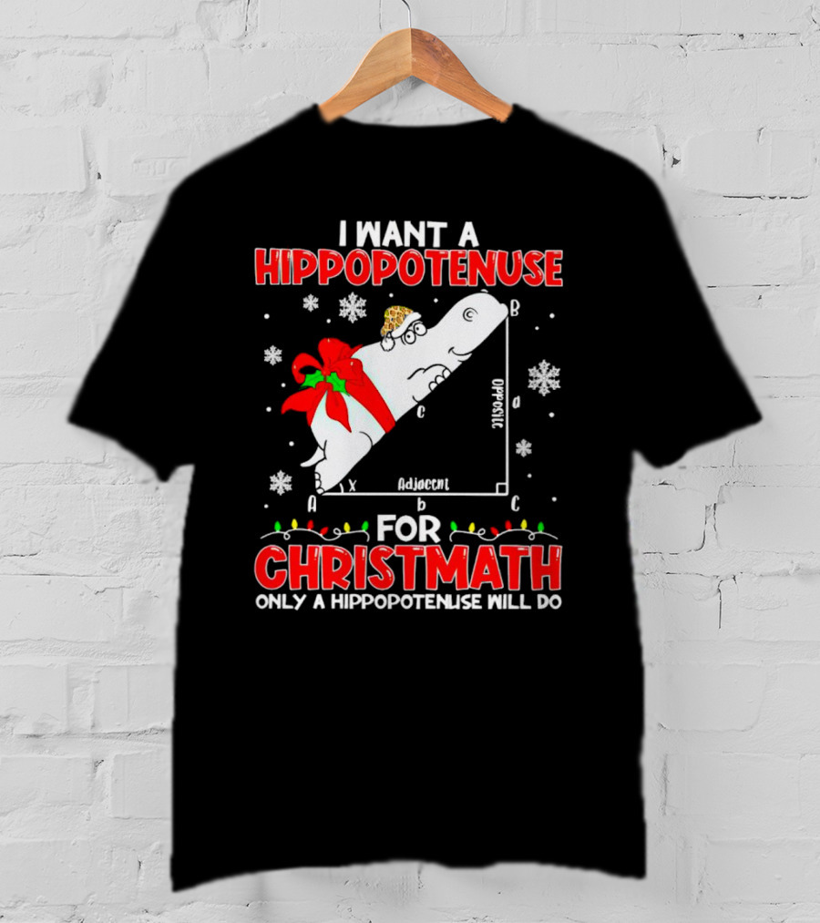 I Want A Hippopotenuse For Christmath Christmas Only A Hippopotenuse Will Do T-Shirt