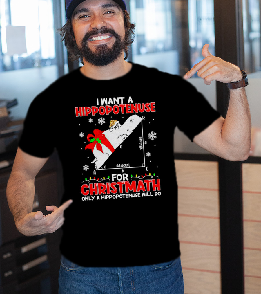 I Want A Hippopotenuse For Christmath Christmas Only A Hippopotenuse Will Do T-Shirt