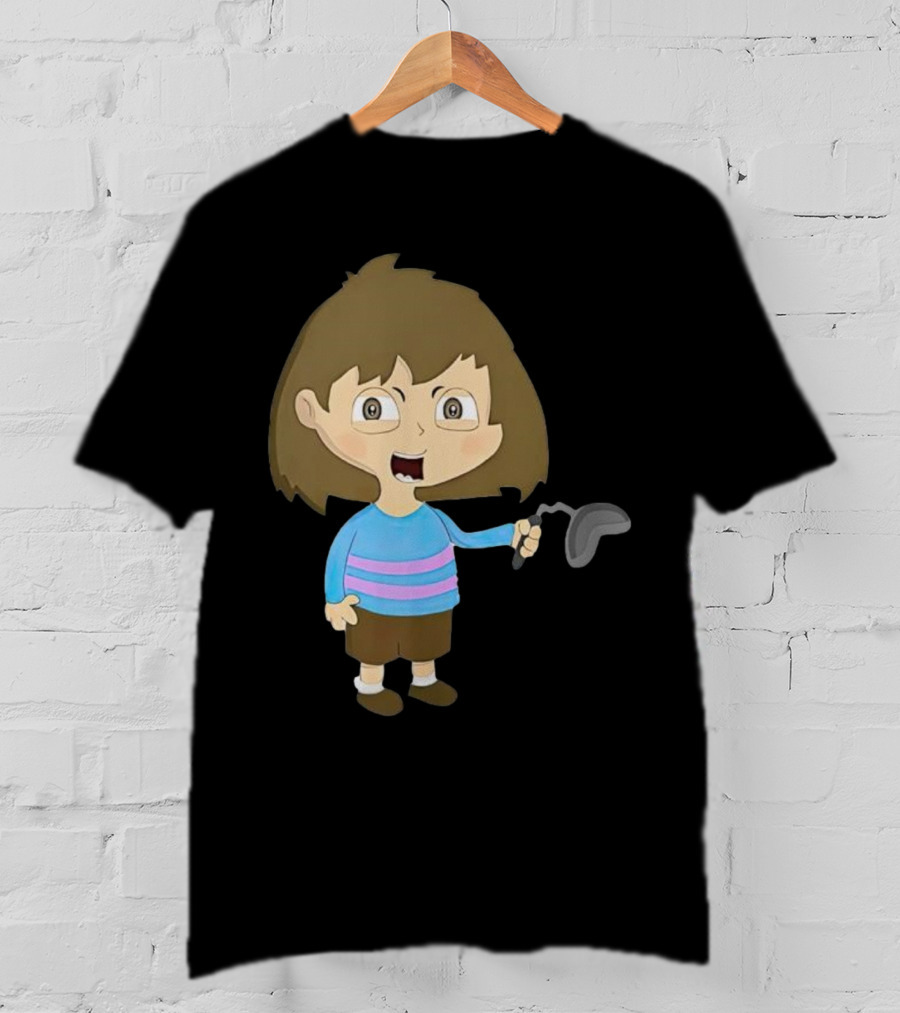 Lhugueny Sou Outfits Blue Striped Sweater Fun Cartoon Gaming Character T-Shirt