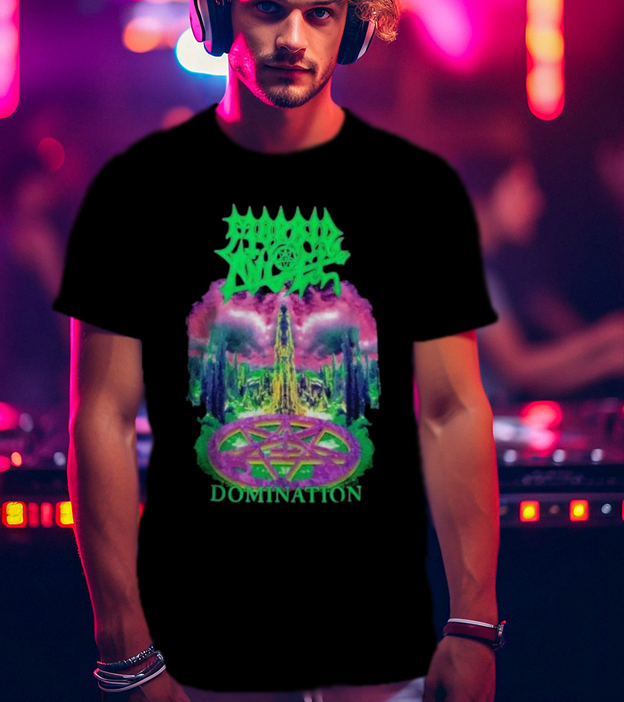 Morbid Angel Domination Pentagram Psychedelic Landscape Iconic T-Shirt