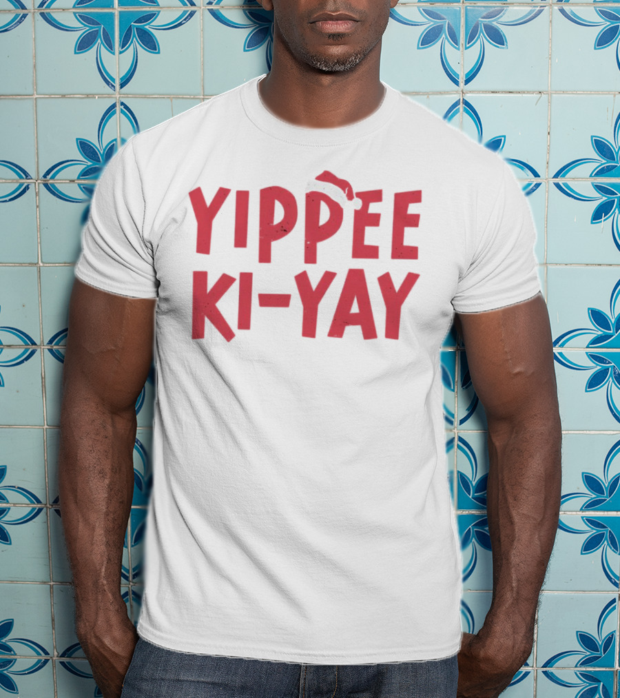 Yippee Ki-Yay Christmas Holiday Santa Hat T-Shirt