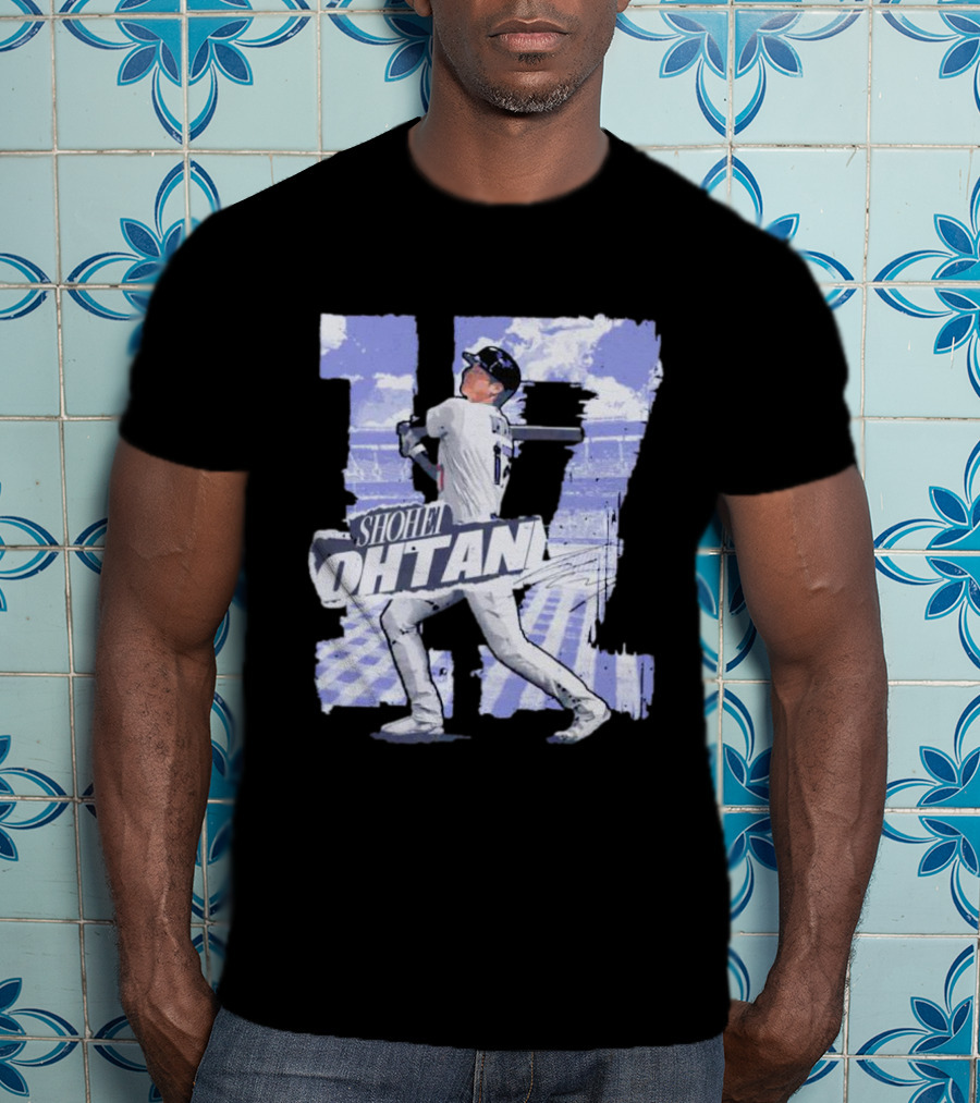 Shohei Ohtani Baseball Cartoon 17 Signature T-Shirt